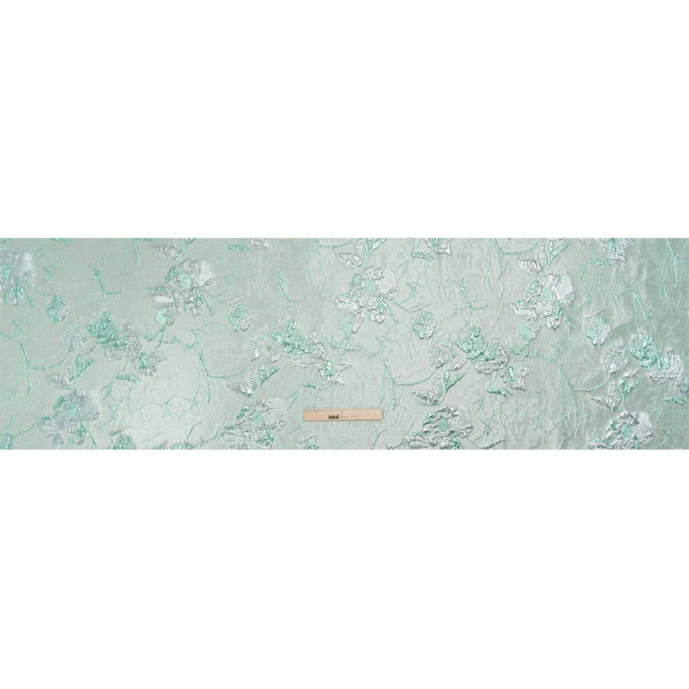 Metallic Mint and Silver Flower Clippings Luxury Brocade - Drape Metallic Mint and Silver Flower Clippings Luxury Brocade - Drape