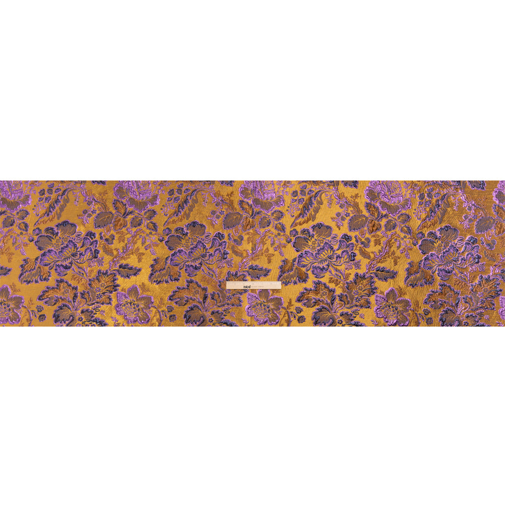 Metallic Antique Gold, Purple and Navy Floral Delight Luxury Brocade Drape Metallic Antique Gold, Purple and Navy Floral Delight Luxury Brocade Drape