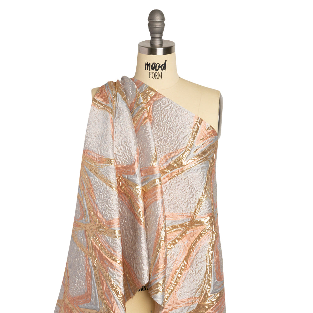 Metallic Gold, Pale Gray and Peach Flowing Lines Luxury Brocade Detail Metallic Gold, Pale Gray and Peach Flowing Lines Luxury Brocade Detail