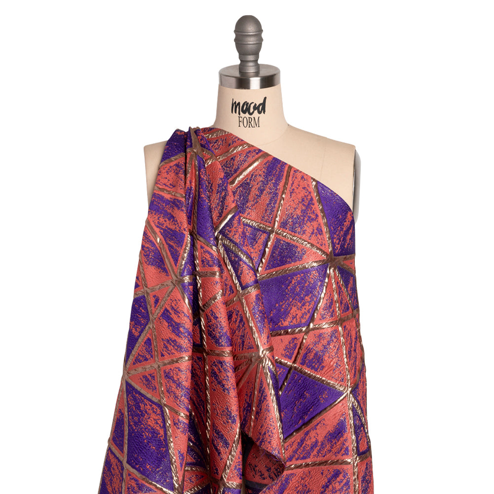 Metallic Gold, Light Red and Purple Geometric Distress Luxury Brocade Detail Metallic Gold, Light Red and Purple Geometric Distress Luxury Brocade Detail