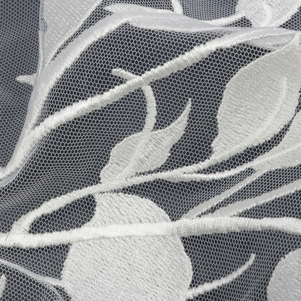 Embroidered Tulle Lace - Off White Leafy Branches - Magnolia Collection Folded Embroidered Tulle Lace - Off White Leafy Branches - Magnolia Collection Folded