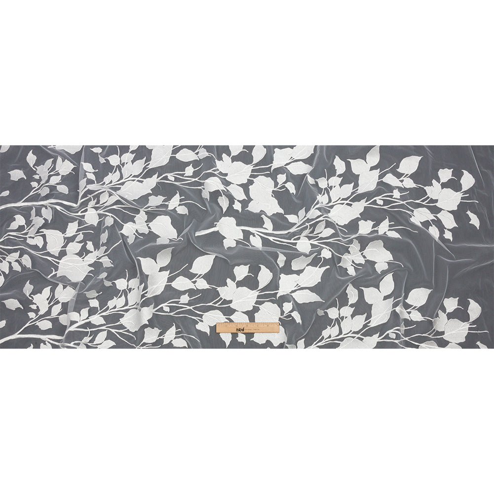 Embroidered Tulle Lace - Off White Leafy Branches - Magnolia Collection Drape Embroidered Tulle Lace - Off White Leafy Branches - Magnolia Collection Drape