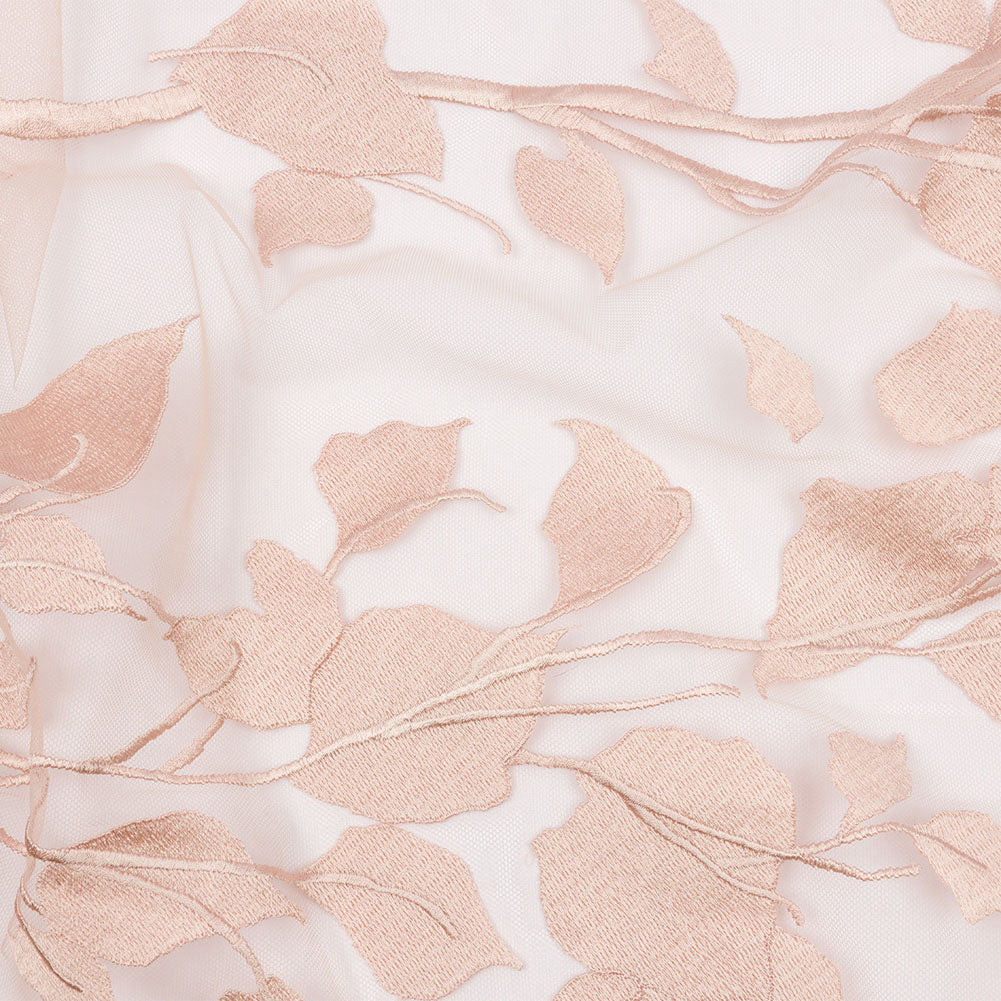 Embroidered Tulle Lace - Nude Leafy Branches - Magnolia Collection Embroidered Tulle Lace - Nude Leafy Branches - Magnolia Collection