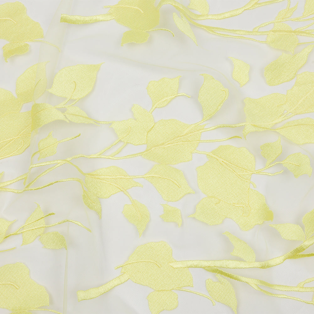 Magnolia Lemon Leafy Branches Embroidered Tulle Lace Magnolia Lemon Leafy Branches Embroidered Tulle Lace