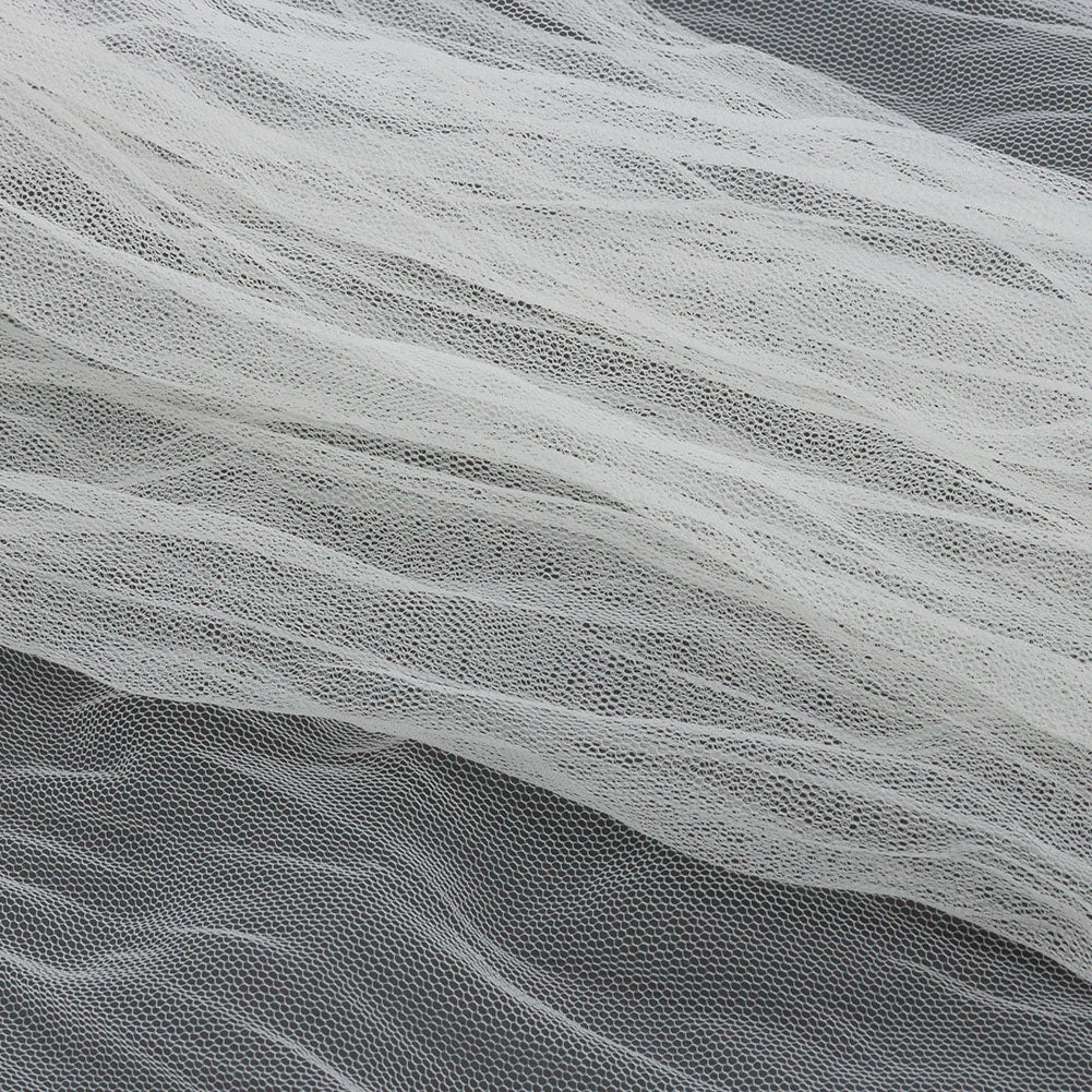 Poplar Ivory Crinkled Soft Polyester Tulle - Full Poplar Ivory Crinkled Soft Polyester Tulle - Full