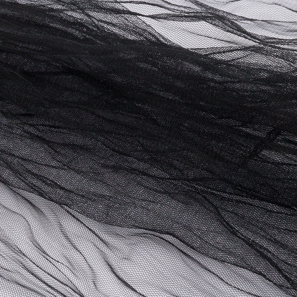 Crinkled Soft Polyester Tulle - Black - Poplar Collection Full Crinkled Soft Polyester Tulle - Black - Poplar Collection Full