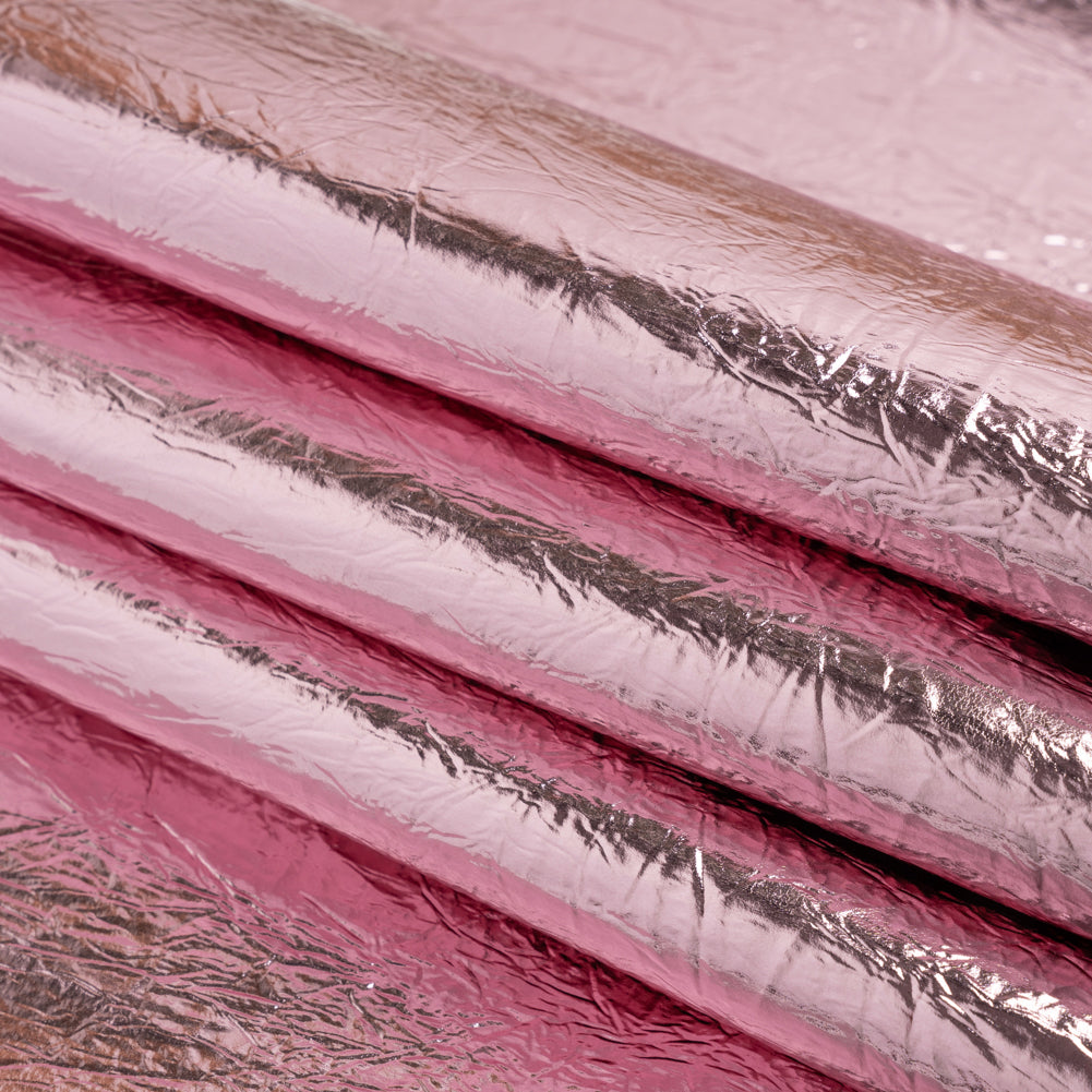 Ingot Pink Crinkled Fabric-Backed Mirror Vinyl - Folded Ingot Pink Crinkled Fabric-Backed Mirror Vinyl - Folded