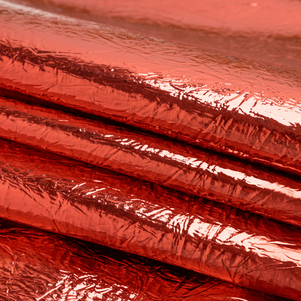 Ingot Red Crinkled Fabric-Backed Mirror Vinyl Folded Ingot Red Crinkled Fabric-Backed Mirror Vinyl Folded
