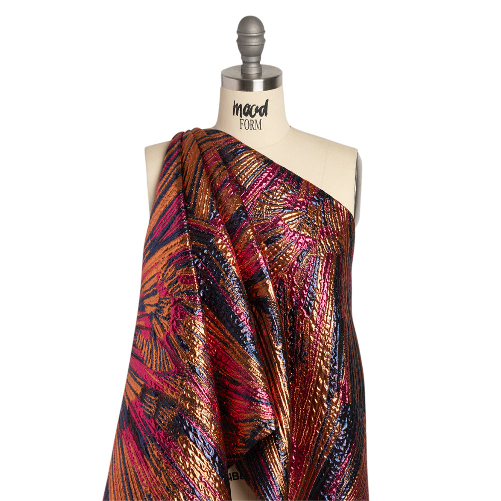 Metallic Orange, Hot Pink and Navy Radiating Lines Luxury Brocade Detail Metallic Orange, Hot Pink and Navy Radiating Lines Luxury Brocade Detail