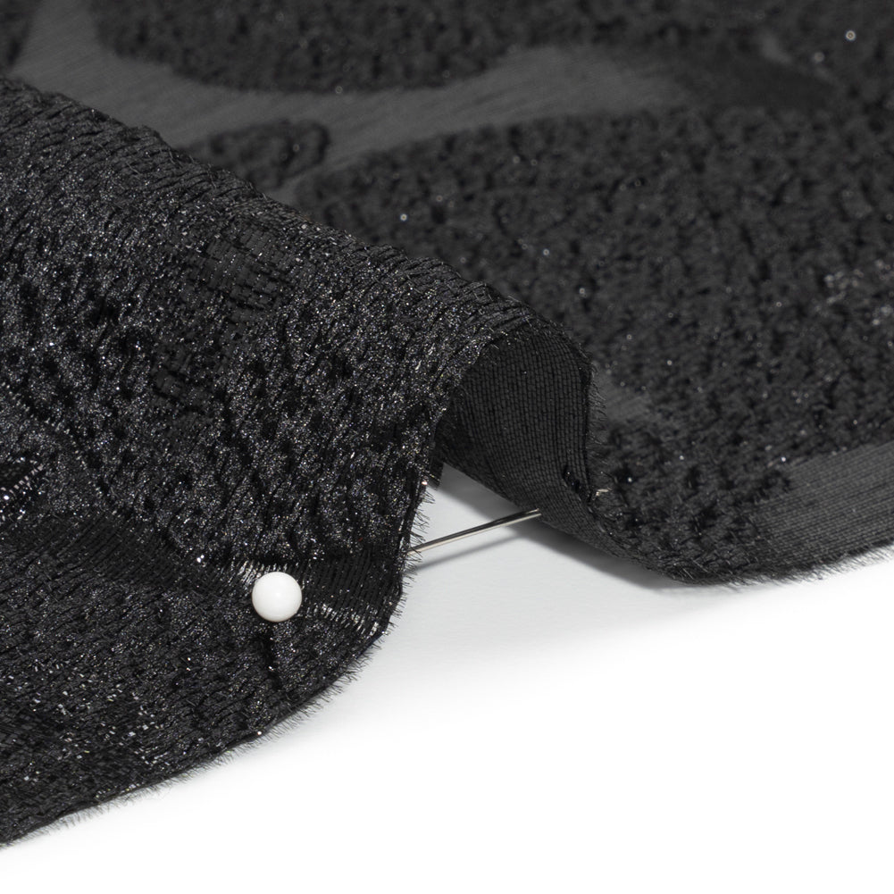 Metallic Black Floating Blossoms Luxury Brocade Folded Metallic Black Floating Blossoms Luxury Brocade Folded