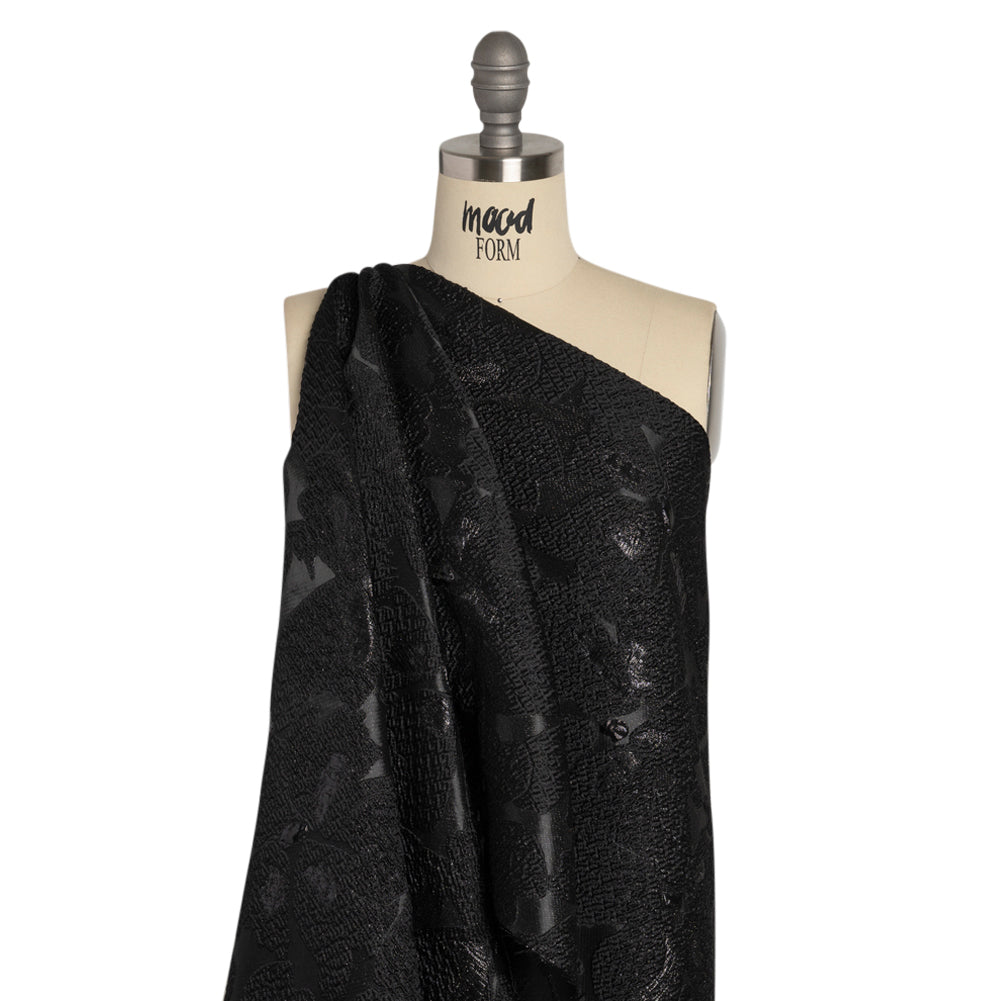 Metallic Black Floating Blossoms Luxury Brocade Detail Metallic Black Floating Blossoms Luxury Brocade Detail