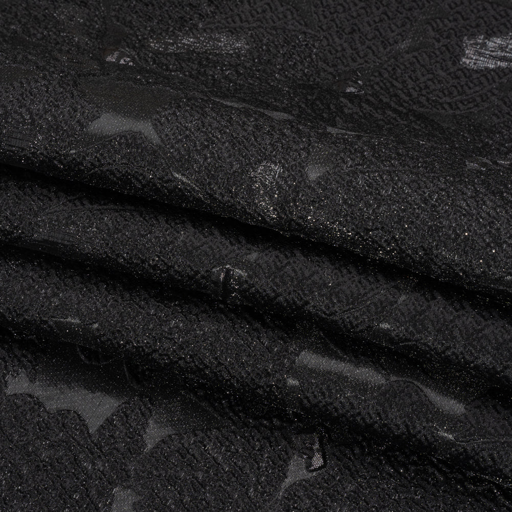 Metallic Black Floating Blossoms Luxury Brocade Full Metallic Black Floating Blossoms Luxury Brocade Full