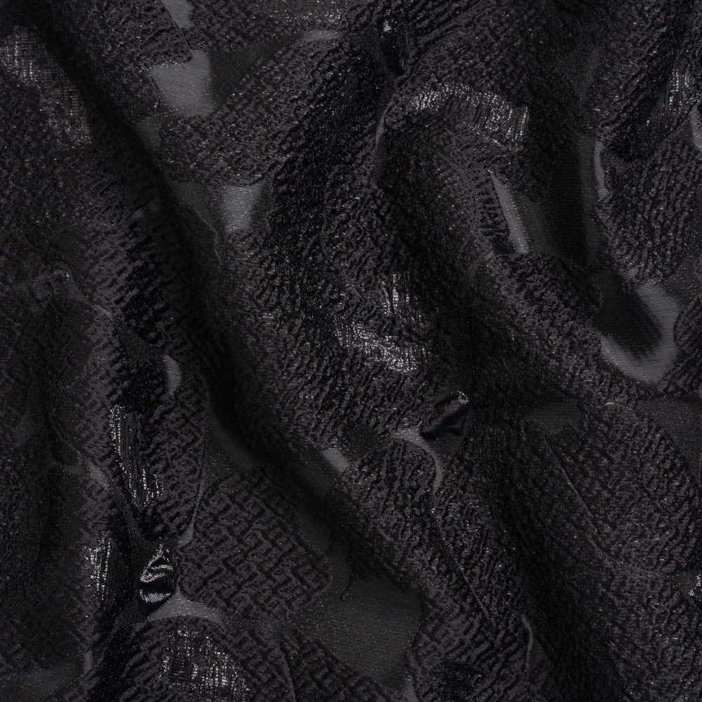 Metallic Black Floating Blossoms Luxury Brocade Metallic Black Floating Blossoms Luxury Brocade