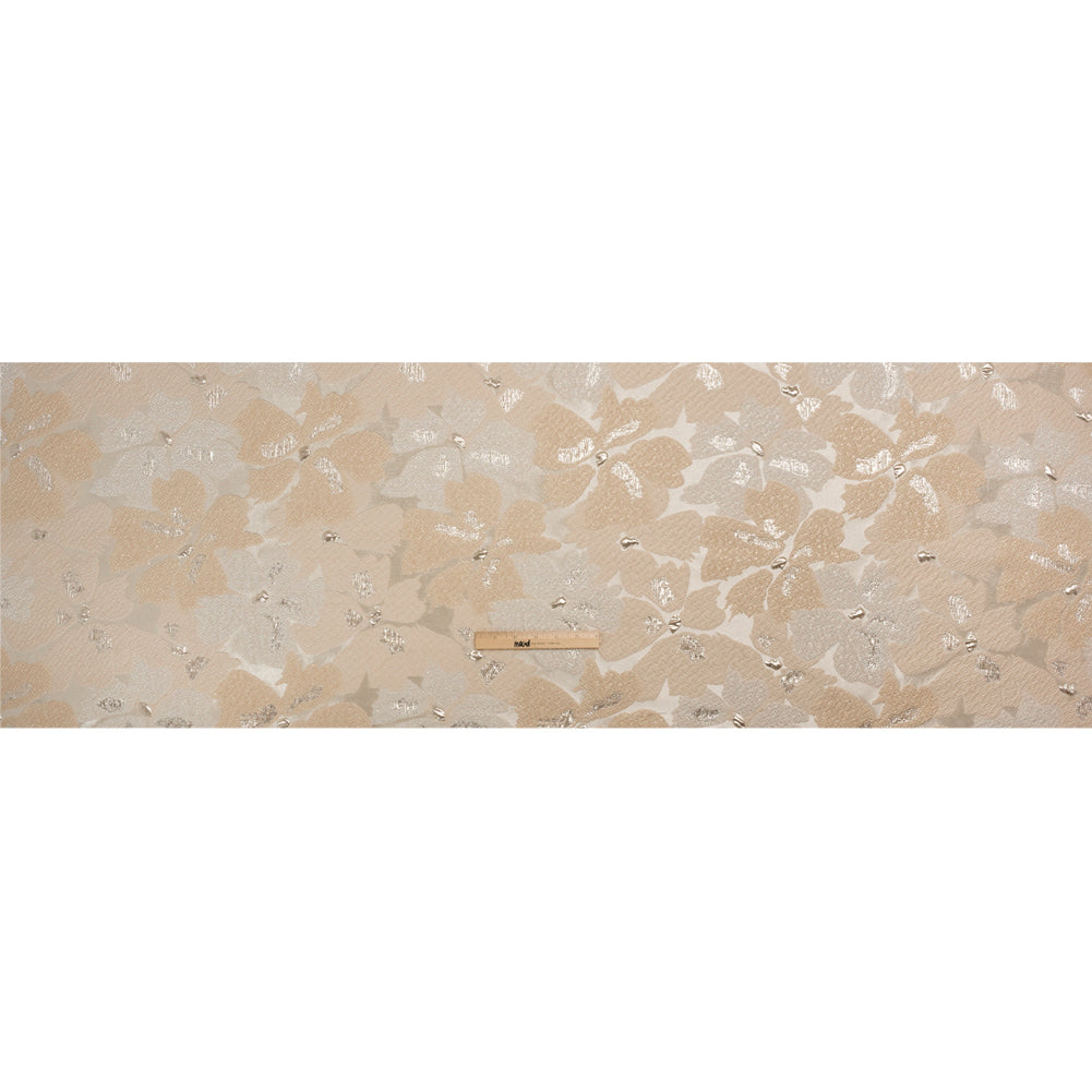 Metallic Silver, Beige and Cream Floating Blossoms Luxury Brocade Drape Metallic Silver, Beige and Cream Floating Blossoms Luxury Brocade Drape