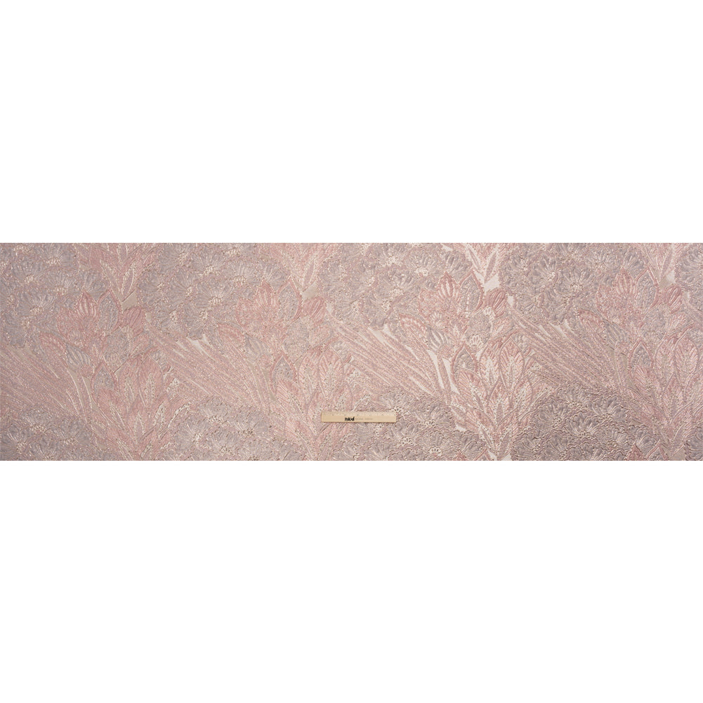 Metallic Silver, Pink and Cream Gleaming Garden Luxury Brocade - Drape Metallic Silver, Pink and Cream Gleaming Garden Luxury Brocade - Drape