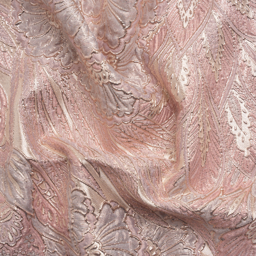 Metallic Silver, Pink and Cream Gleaming Garden Luxury Brocade Metallic Silver, Pink and Cream Gleaming Garden Luxury Brocade