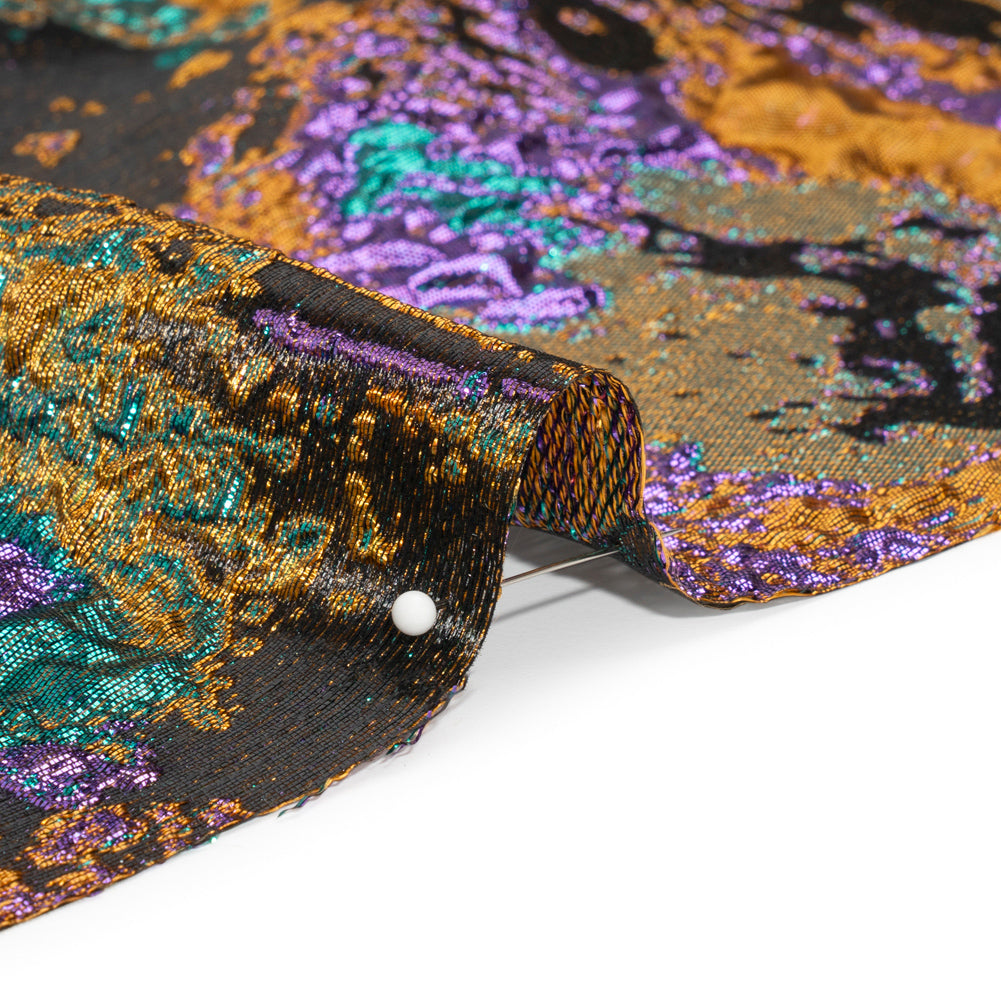 Metallic Purple, Mustard and Blue Green Garden of Abstraction Luxury Brocade - Folded Metallic Purple, Mustard and Blue Green Garden of Abstraction Luxury Brocade - Folded