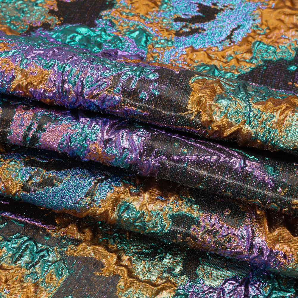 Metallic Purple, Mustard and Blue Green Garden of Abstraction Luxury Brocade - Full Metallic Purple, Mustard and Blue Green Garden of Abstraction Luxury Brocade - Full
