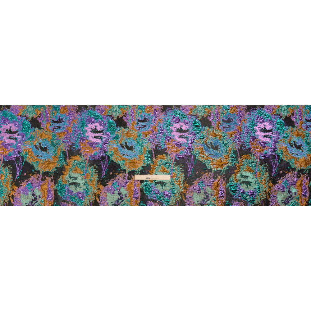 Metallic Purple, Mustard and Blue Green Garden of Abstraction Luxury Brocade - Drape Metallic Purple, Mustard and Blue Green Garden of Abstraction Luxury Brocade - Drape