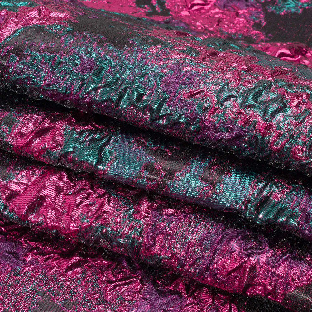 Metallic Fuchsia, Teal and Black Garden of Abstraction Luxury Brocade - Full Metallic Fuchsia, Teal and Black Garden of Abstraction Luxury Brocade - Full