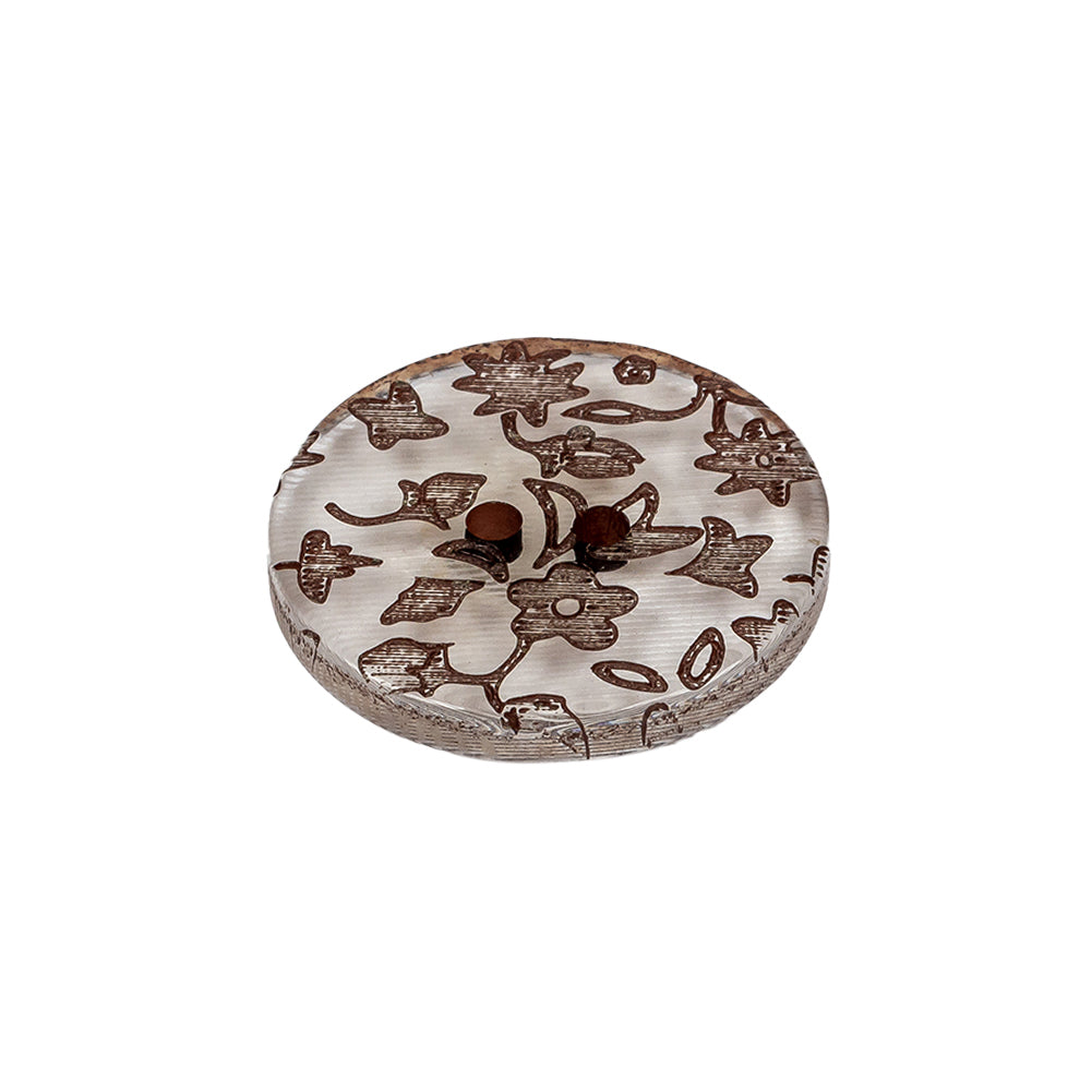 Clear Brown Plastic Button - 36L/23mm - Folded Clear Brown Plastic Button - 36L/23mm - Folded