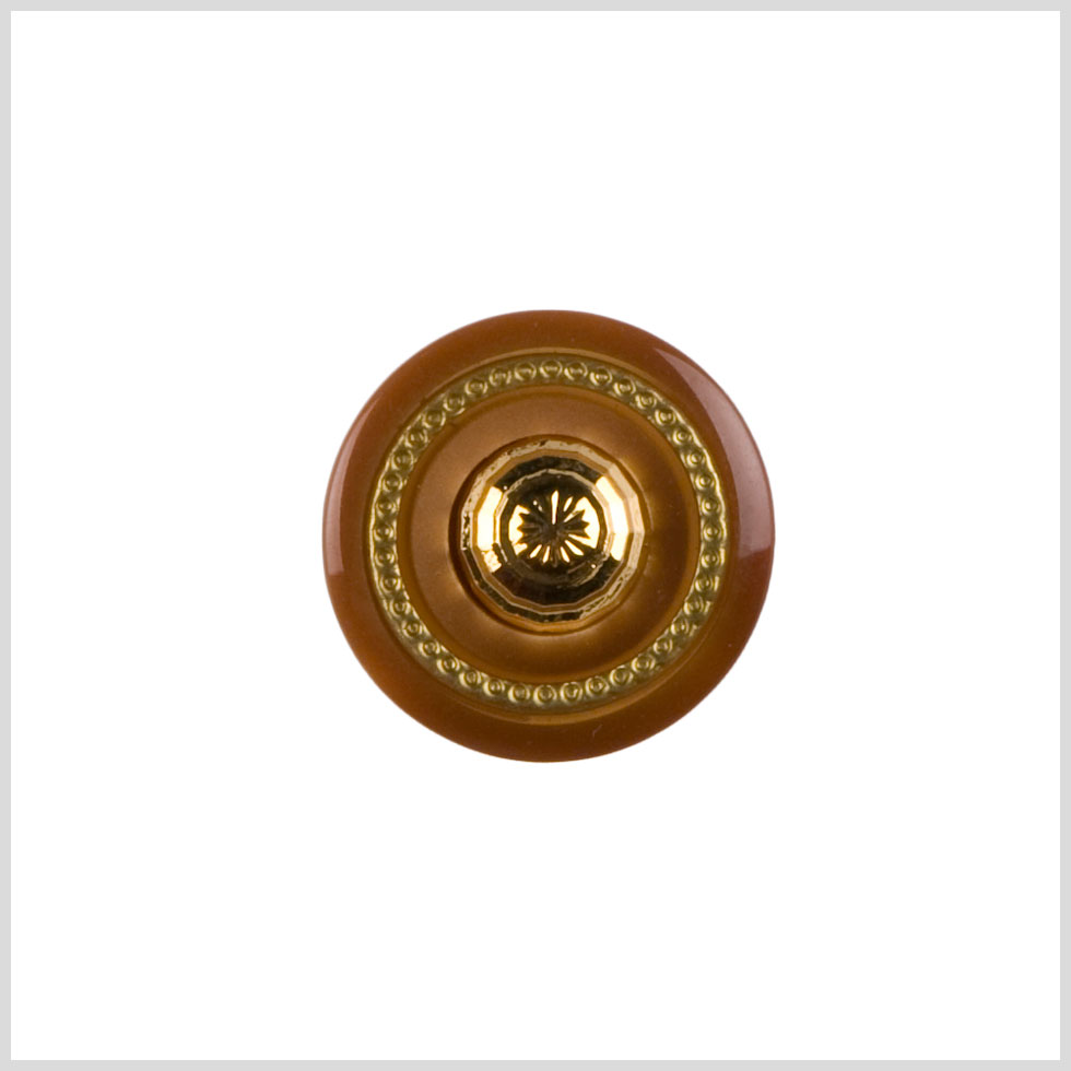 Brown/Gold Plastic Button - 32L/20mm Brown/Gold Plastic Button - 32L/20mm