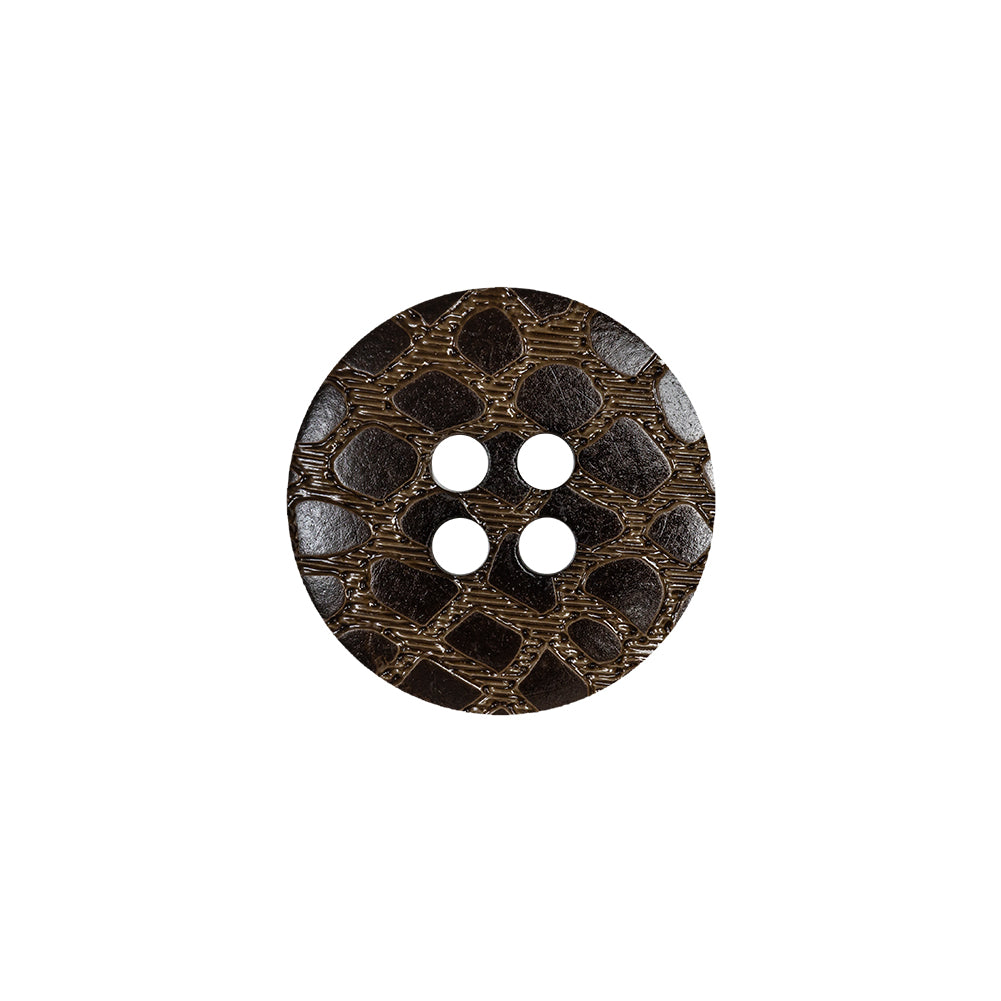 Dark Brown and Chestnut Reptile-Esque 4-Hole Button - 28L/18mm Dark Brown and Chestnut Reptile-Esque 4-Hole Button - 28L/18mm