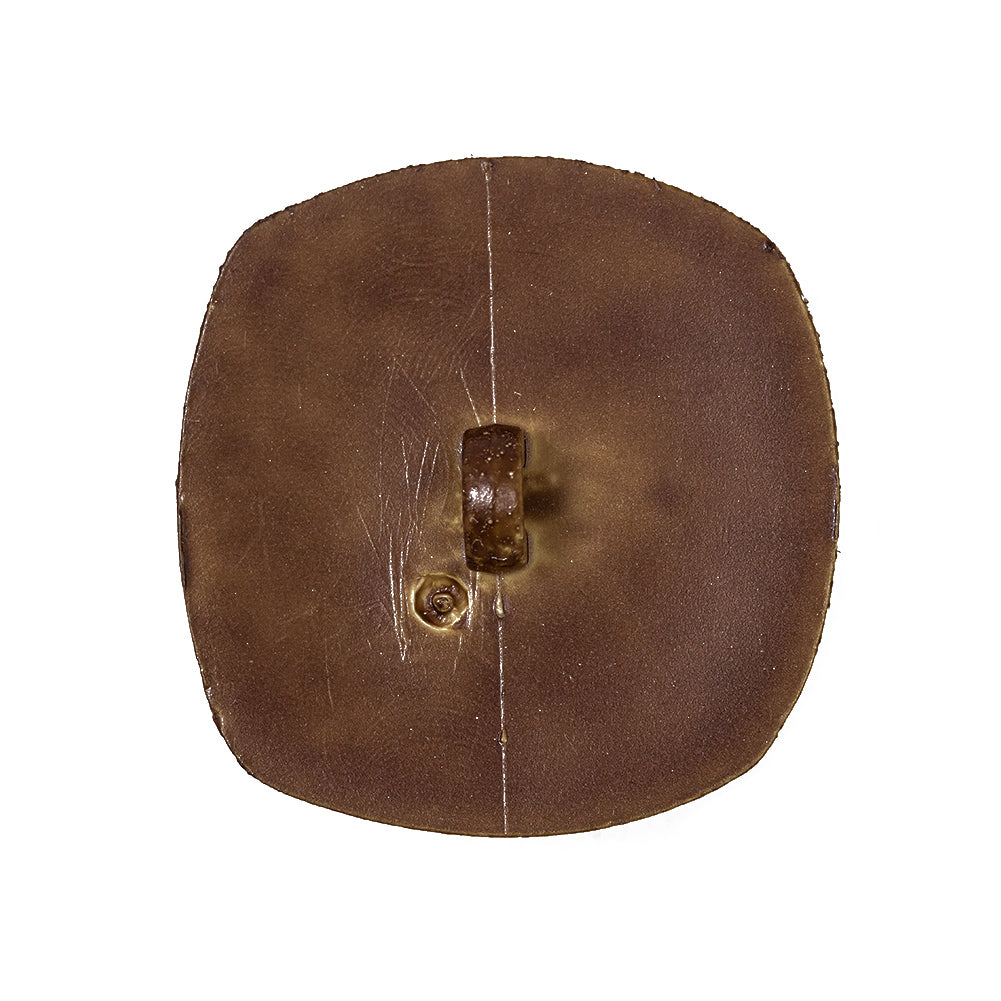 Weathered Honey Brown Leather-Look Shank-Back Molded Plastic Button - 48L/30.5mm - Detail Weathered Honey Brown Leather-Look Shank-Back Molded Plastic Button - 48L/30.5mm - Detail