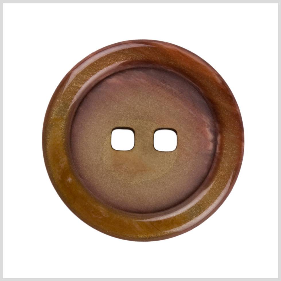 Plastic 2-Hole Button - 44L/28mm - Rust and Gold Shimmer Square Holes Plastic 2-Hole Button - 44L/28mm - Rust and Gold Shimmer Square Holes