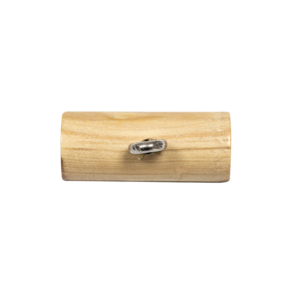 Brown and Natural Rod-Style Wood Toggle with Silver Metal Shank Back - 33L/21mm - Detail Brown and Natural Rod-Style Wood Toggle with Silver Metal Shank Back - 33L/21mm - Detail