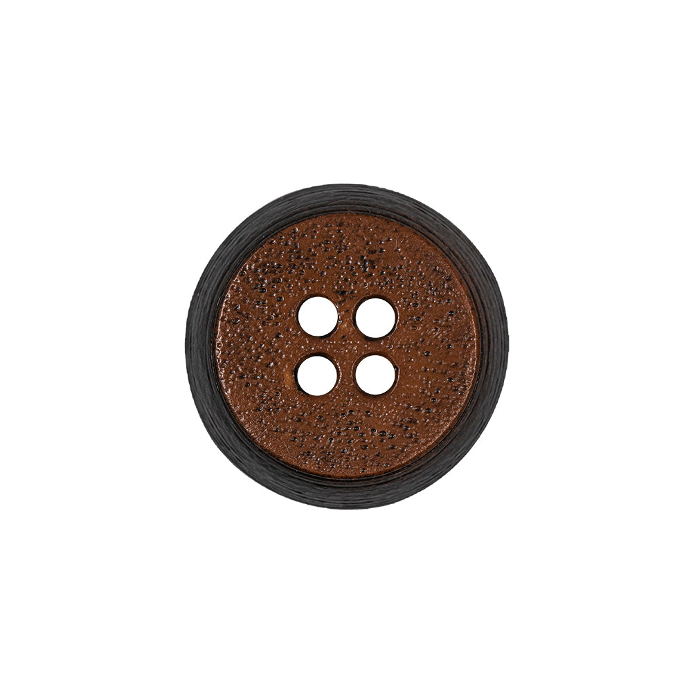 Gingerbread and Deep Charcoal Speckled Textured 4-Hole Molded Plastic Button - 32L/20mm Gingerbread and Deep Charcoal Speckled Textured 4-Hole Molded Plastic Button - 32L/20mm