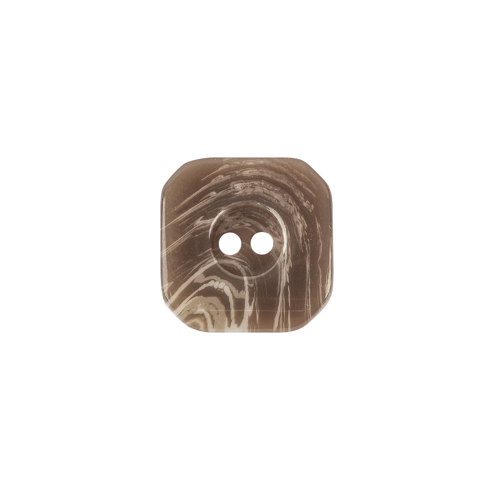 Brown and Gray Swirls Square 2-Hole Plastic Button - 28L/18mm Brown and Gray Swirls Square 2-Hole Plastic Button - 28L/18mm