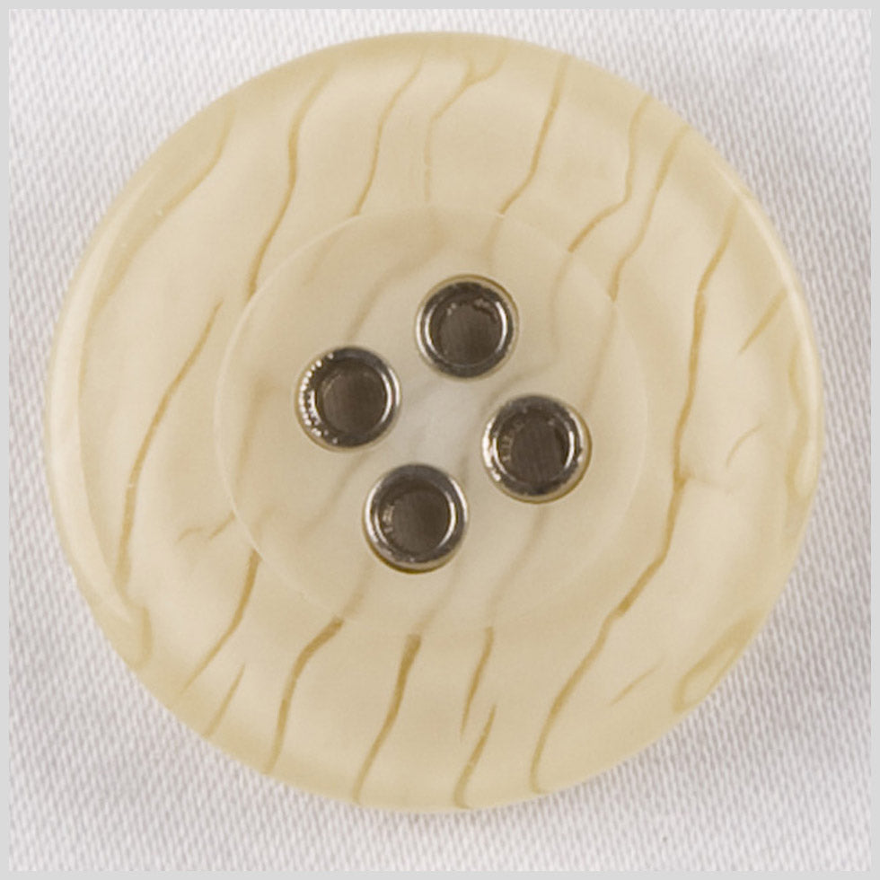 Plastic 4-Hole Button with Metal Eyelet Holes - 36L/23mm - Ivory and Translucent Cracks Plastic 4-Hole Button with Metal Eyelet Holes - 36L/23mm - Ivory and Translucent Cracks