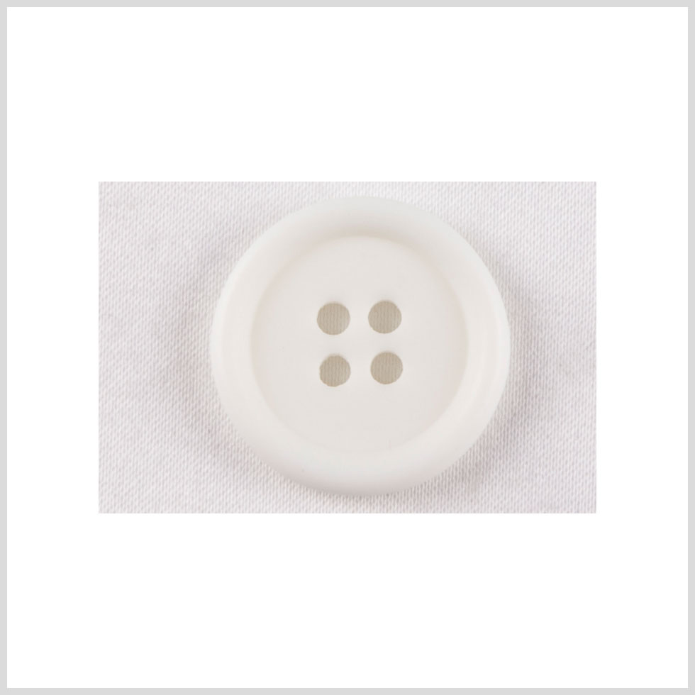 Plastic 4-Hole Button - 28L/18mm - Off White Rolled Rim Plastic 4-Hole Button - 28L/18mm - Off White Rolled Rim