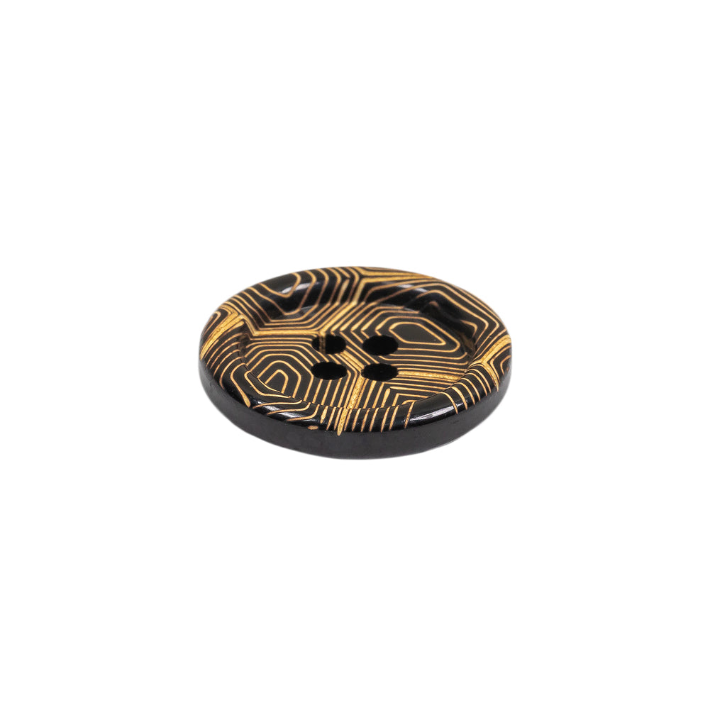 Gold and Black Narrow Rim 4-Hole Blazer Button - 30L/19mm - Folded Gold and Black Narrow Rim 4-Hole Blazer Button - 30L/19mm - Folded