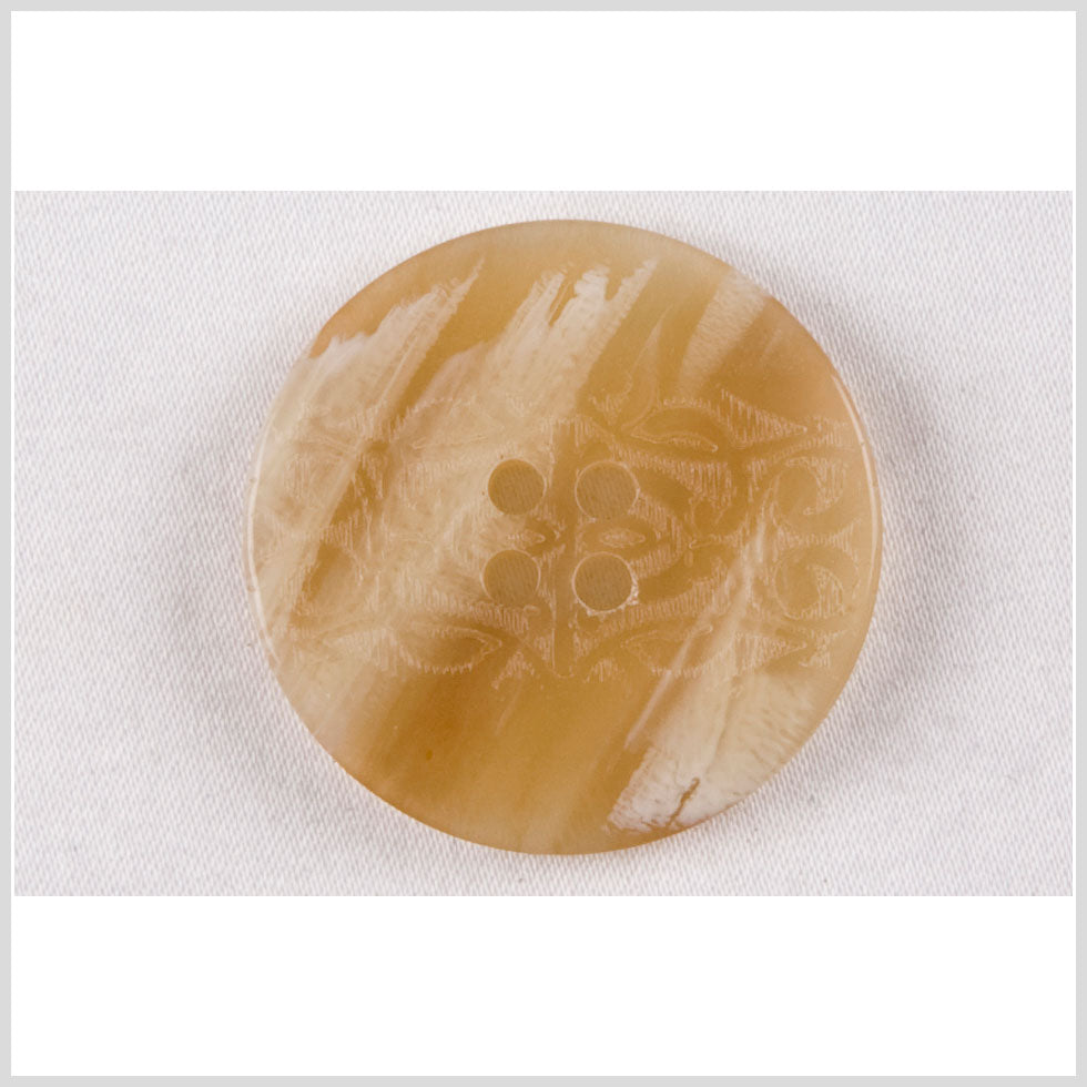 Plastic Button - 44L/28mm - Beige and White Streaks with Swirls Engraving Plastic Button - 44L/28mm - Beige and White Streaks with Swirls Engraving