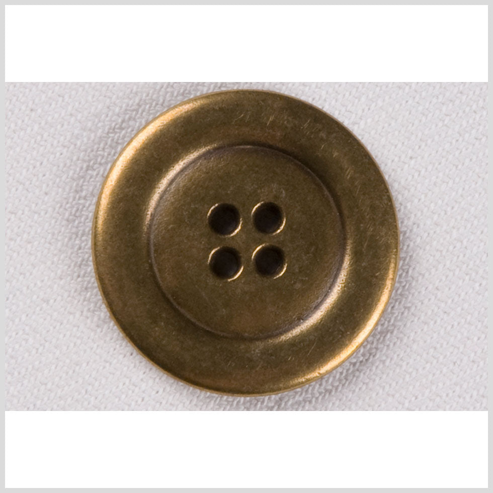 Metal 4-Hole Coat Button - 44L/28mm - Brass Raised Center Metal 4-Hole Coat Button - 44L/28mm - Brass Raised Center