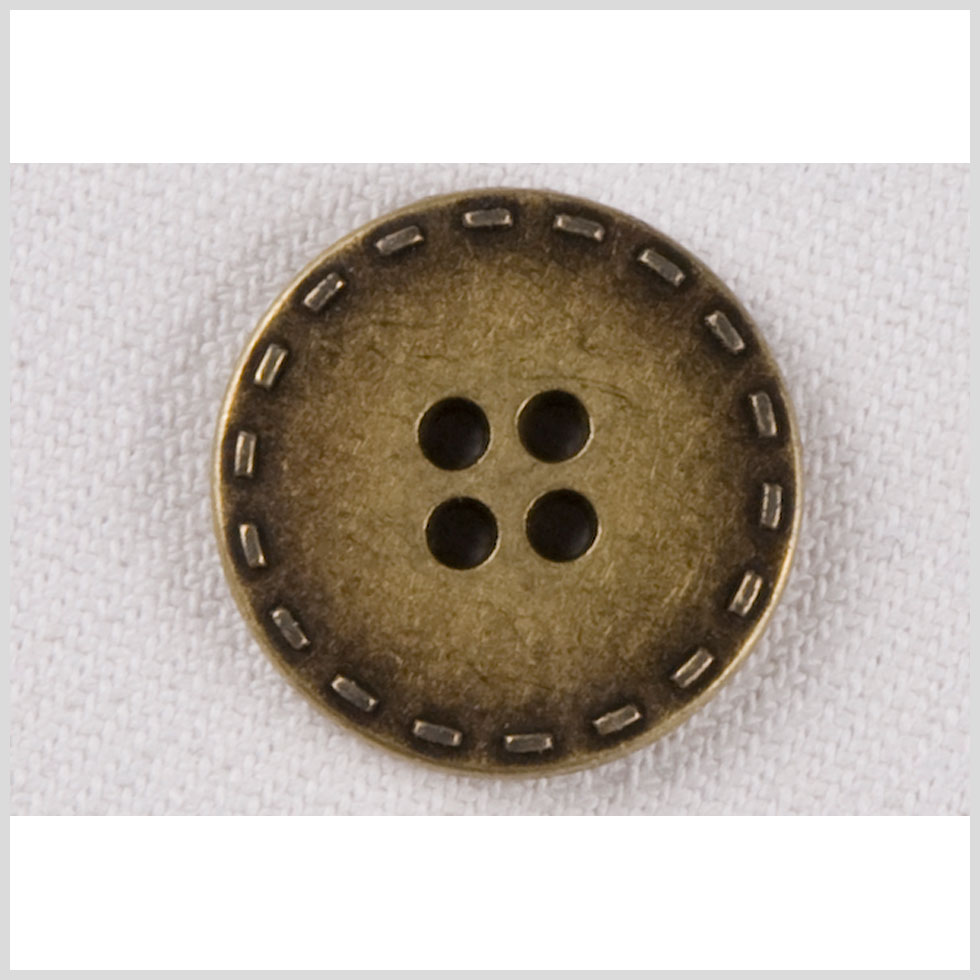 Metal 4-Hole Button - 32L/20mm - Yellow Brass Stitches Embossed Rim Metal 4-Hole Button - 32L/20mm - Yellow Brass Stitches Embossed Rim