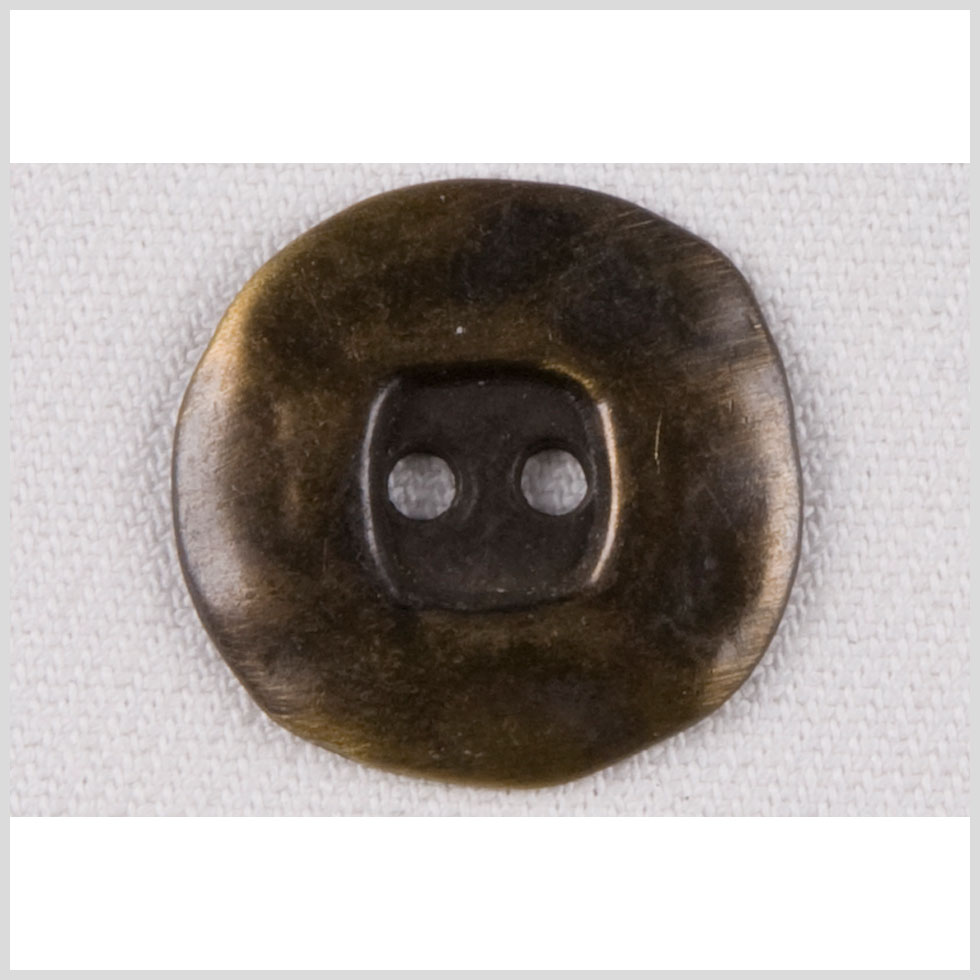 Organic Square Metal 2-Hole Button - 36L/23mm - Antiqued Brass Wide Flat Rim with Square Center Organic Square Metal 2-Hole Button - 36L/23mm - Antiqued Brass Wide Flat Rim with Square Center