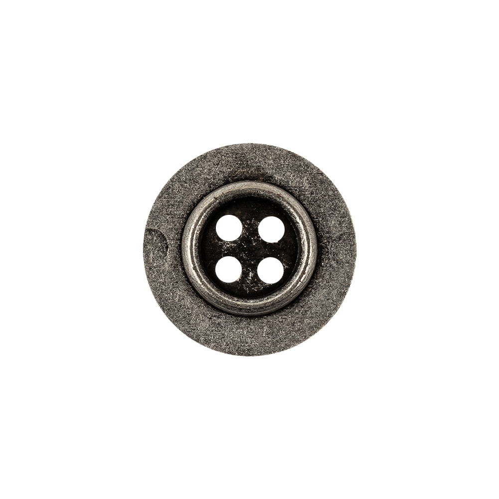 Silver Metal 4-Hole Coat Button - 28L/18mm - Detail Silver Metal 4-Hole Coat Button - 28L/18mm - Detail