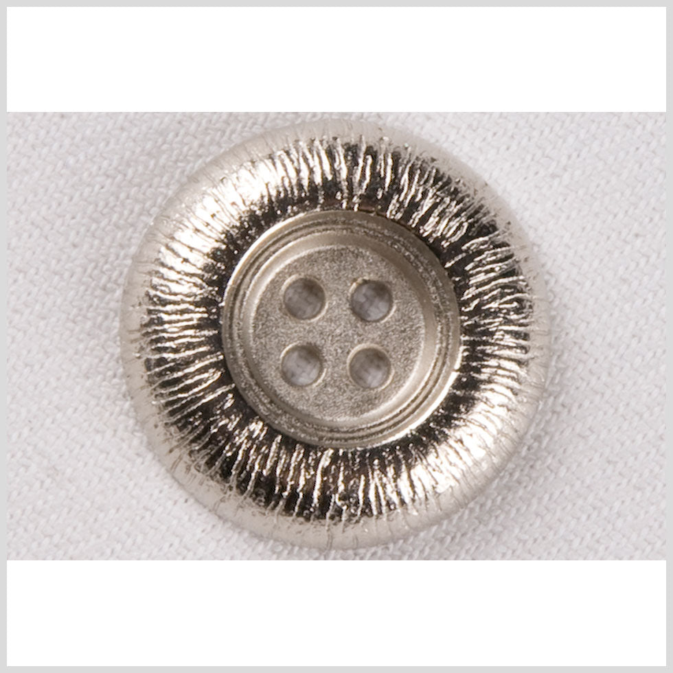 Silver Etched Gumdrop 4-Hole Metal Coat Button - 28L/18mm Silver Etched Gumdrop 4-Hole Metal Coat Button - 28L/18mm