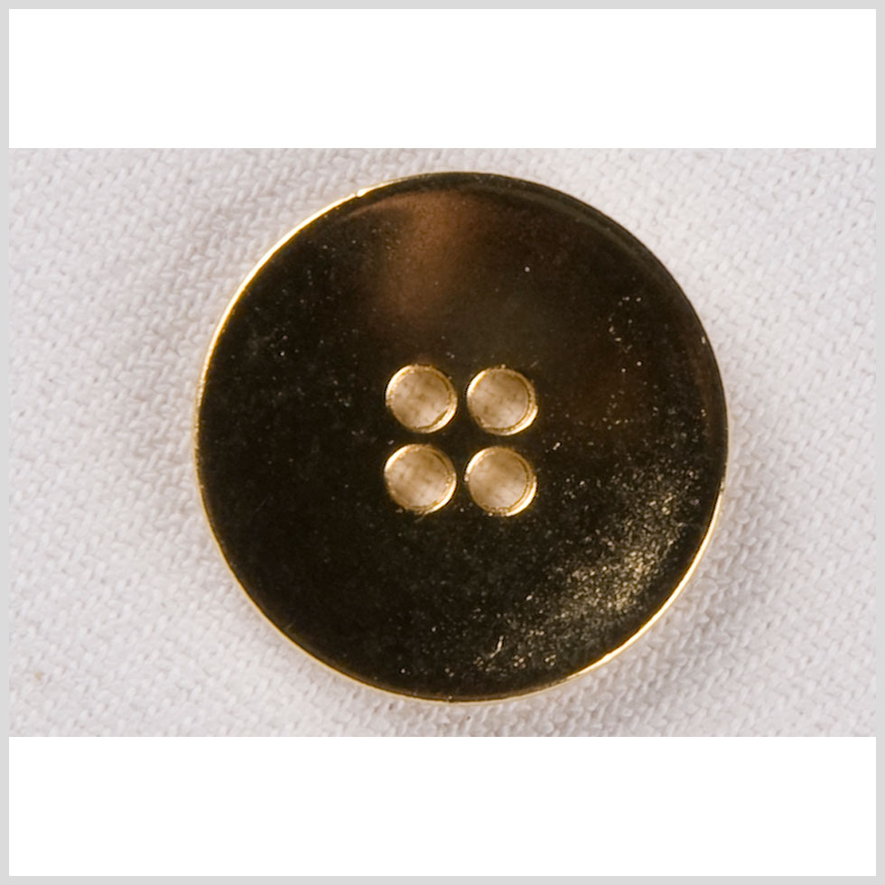 Metal 4-Hole Button - 36L/23mm - Flat Shiny Gold Metal 4-Hole Button - 36L/23mm - Flat Shiny Gold