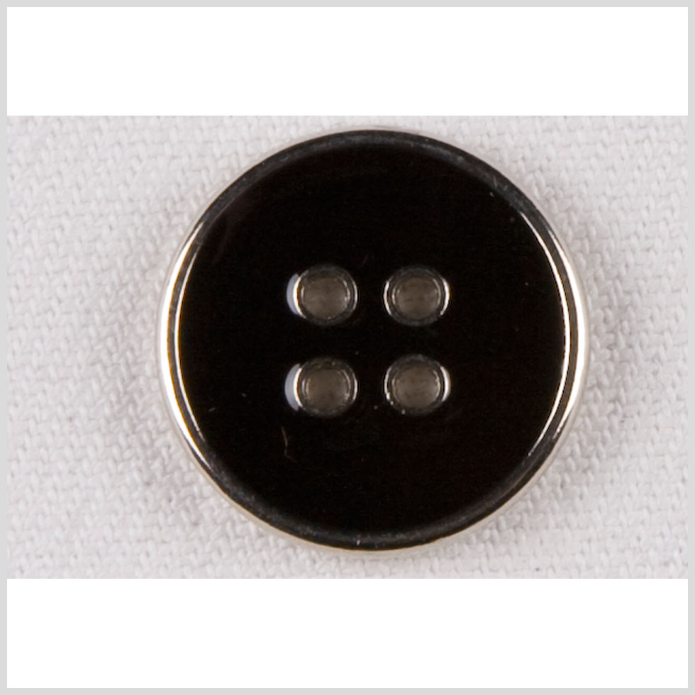 Silver/Black Metal Coat Button - 24L/15mm Silver/Black Metal Coat Button - 24L/15mm