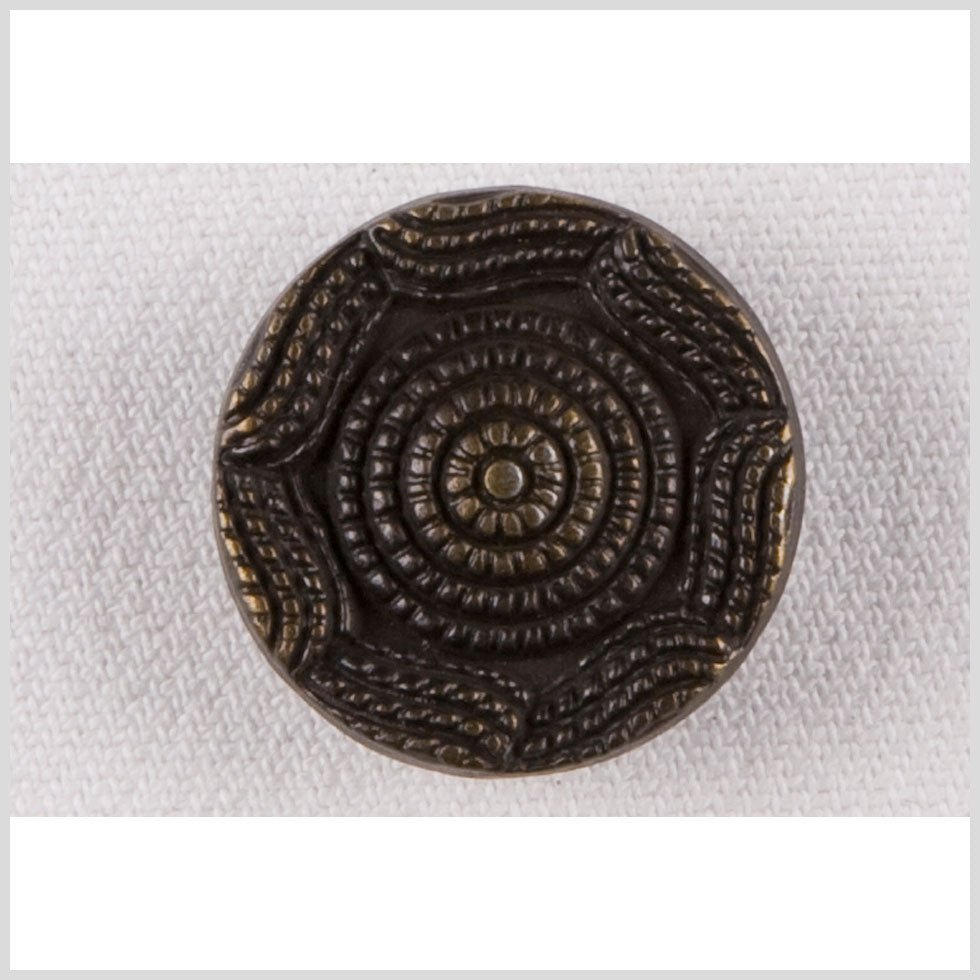 Metal Shank Back Button - 36L/23mm - Antique Brass Rope Rings and Waves Metal Shank Back Button - 36L/23mm - Antique Brass Rope Rings and Waves