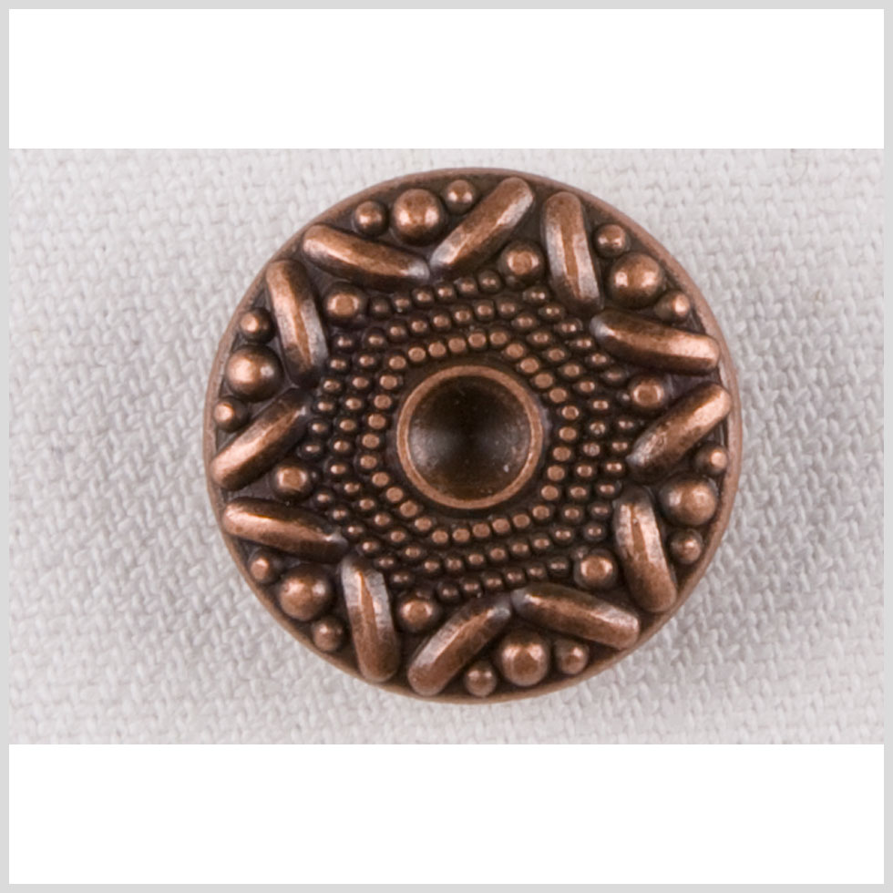 Metal Shank Back Button - 32L/20mm - Copper Star and Hobnails Metal Shank Back Button - 32L/20mm - Copper Star and Hobnails