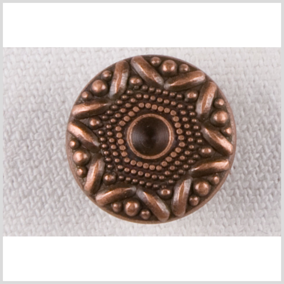 Metal Shank Back Button - 24L/15mm - Copper Star and Hobnails Metal Shank Back Button - 24L/15mm - Copper Star and Hobnails