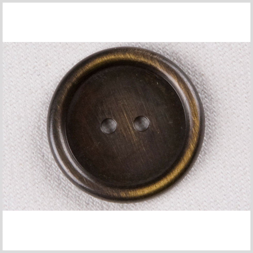Metal 2-Hole Button - 40L/25.5mm - Antiqued Brass Rolled Rim Metal 2-Hole Button - 40L/25.5mm - Antiqued Brass Rolled Rim