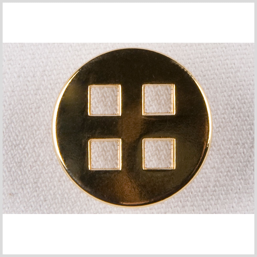 Metal 4-Hole Button - 36L/23mm - Flat Shiny Gold with Square Holes Metal 4-Hole Button - 36L/23mm - Flat Shiny Gold with Square Holes
