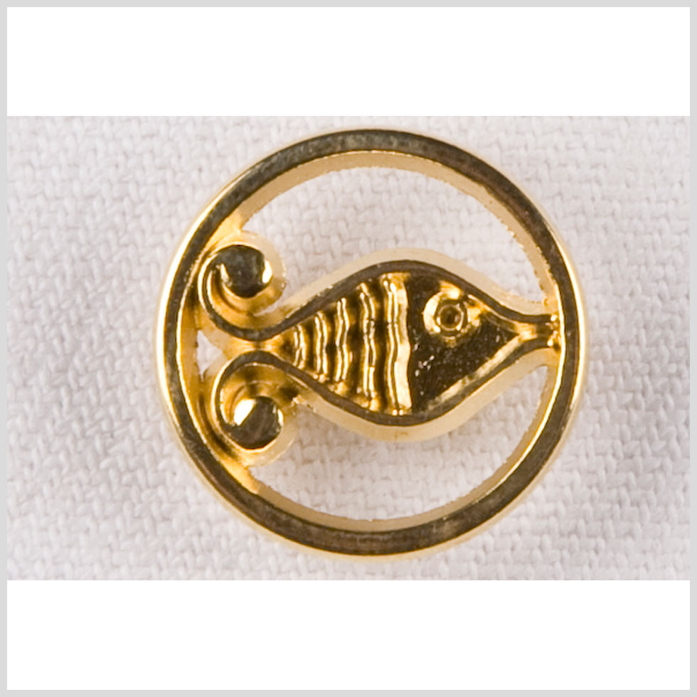Metal Shank Back Button - 28L/18mm - Gold Kissing Fish Open Framework Metal Shank Back Button - 28L/18mm - Gold Kissing Fish Open Framework