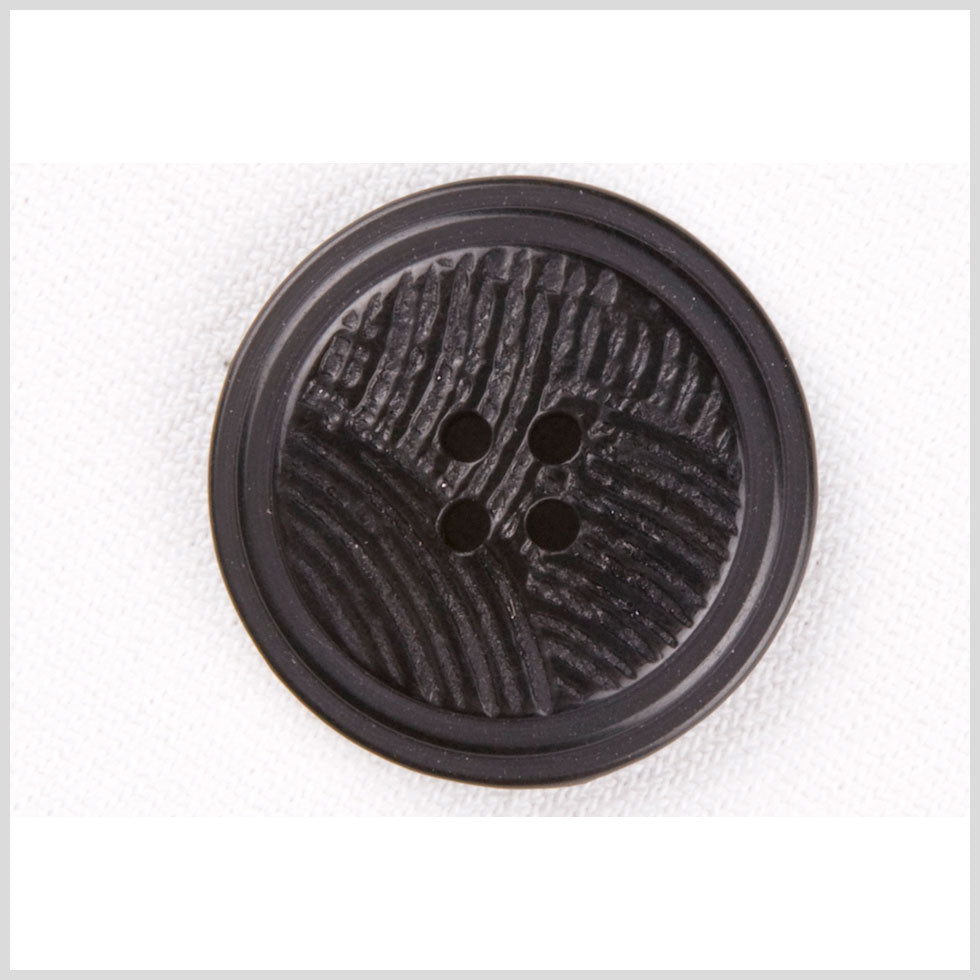 Plastic 4-Hole Button - 44L/28mm - Black Combed Ridges Plastic 4-Hole Button - 44L/28mm - Black Combed Ridges